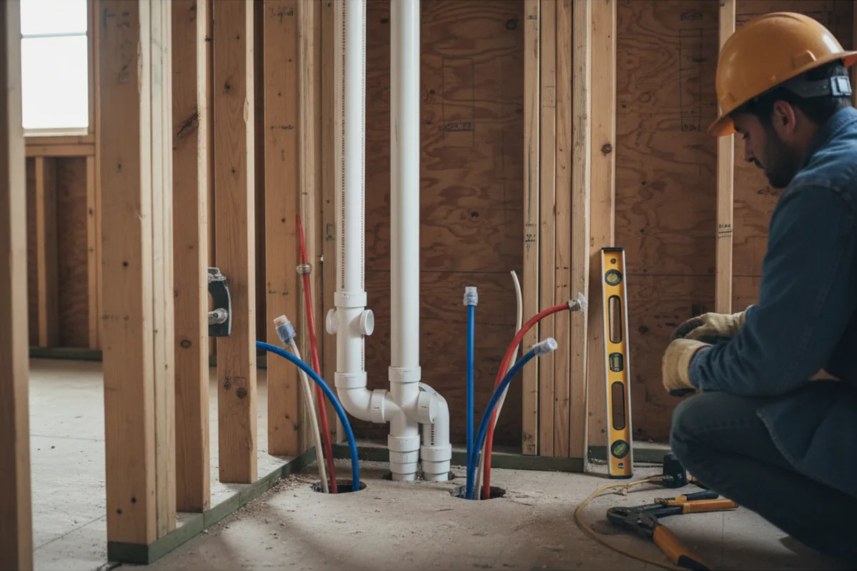Drain and supply rough-in during Toilet Repair and Installation in Bureau